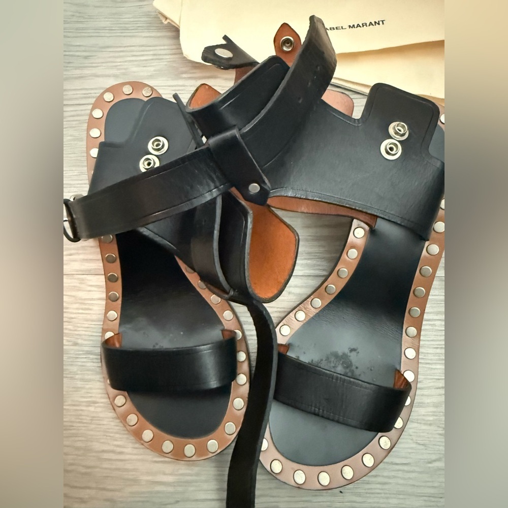Isabel Marant Studded Calf Leather Gladiator Sandals Size 37 US7 - Picture 4 of 4